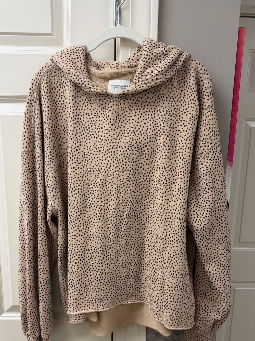 Abercrombie & Fitch Beige Hoodie with Black Dot Print